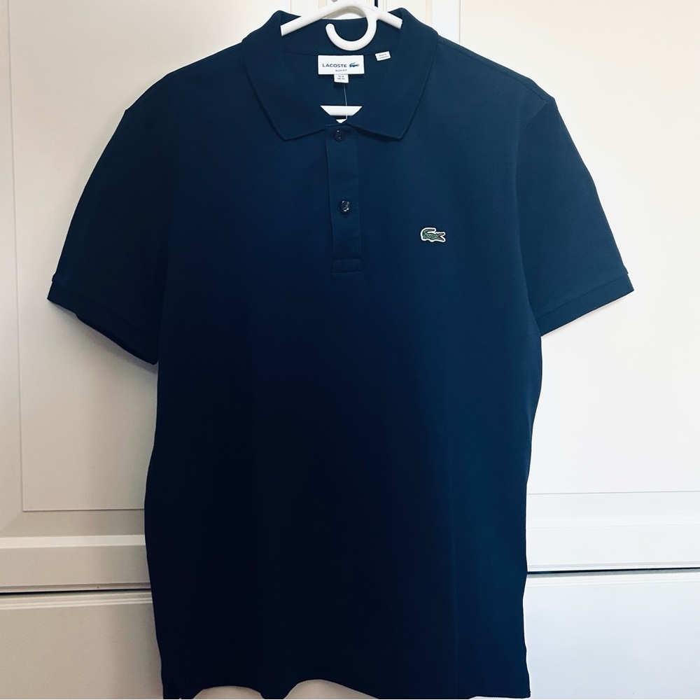 Men’s Lacoste Navy Blue Polo Shirt Slim Fit XL